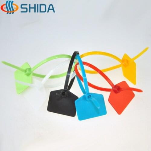 2014 New Freeshipping 500 pcs/lot 3*120mm Plastic Nylon Cable Tie with Markers - Zip Ties with cable label tag for computer wire
