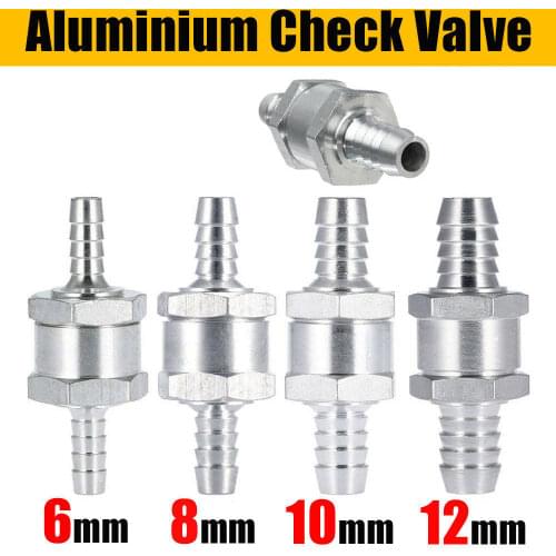 Aluminium Alloy Non Return Check Valve One Way Fuel Petrol Diesel Oil Water 6/8/10/12mm