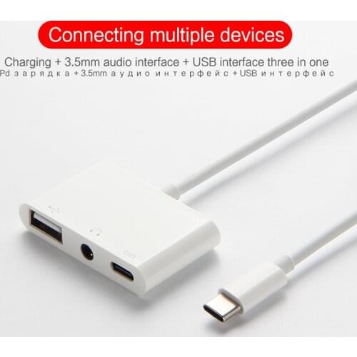 USB C to USB charge 3.5mm AUX Headphones Adapter For Huawei P20 P30 P40 matepad pro 10.8 Type C to 3.5 Jack Earphone Audio cable
