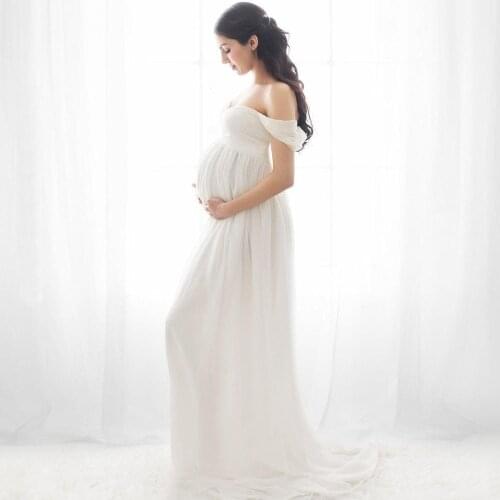Roadfisher Pregnancy Dresses Maternity Gown Off Shoulder Strap Trailing Tail Pregnant Women Clothes For Photography Photo Shoot