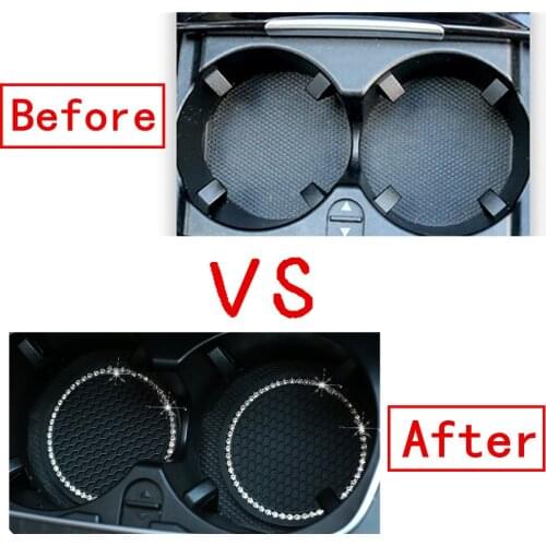 Crystal Rhinestone Car Coaster Silicone Car Anti-skid Pad for Water Cup Bottle Holder Non-slip Car Mat for Car Interior Decor