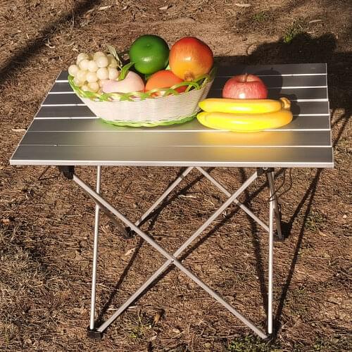 Foldable Camping Table Portable Metal Camping Dining Table Lightweight Small Aluminum Table with Carrying Bag for Picnic