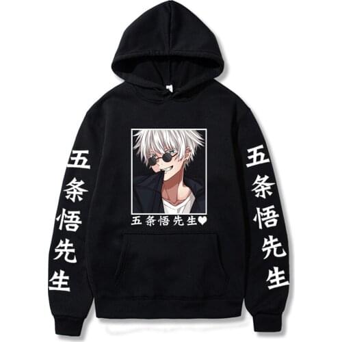 Harajuku Anime Jujutsu Kaisen Cool Gojo Satoru Cartoon Men Hoodies Long Sleeve Unisex Streetwear Casual Winter Women Sweatshirts