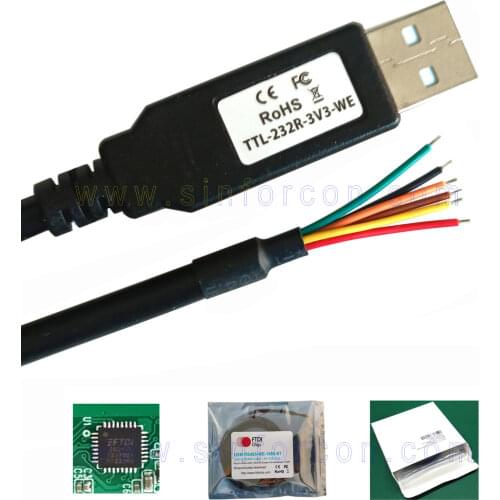 Ttl 232r 3v3 we ftdi ft232r usb uart ttl 5v/3.3v wire end adapter cable for flash cable ttl-232r-5v-we