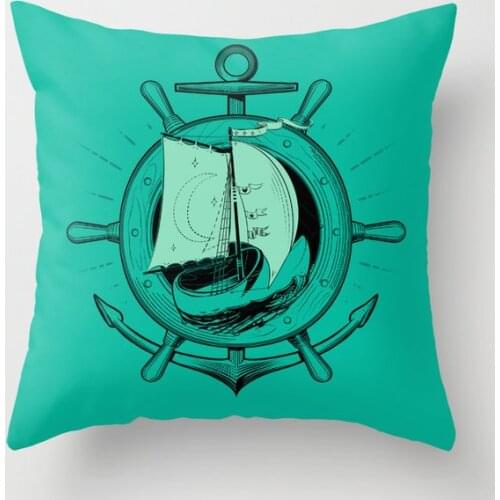 Anchor Wheel Wooden Sailer Cushion Cover Decorative Pillow Cover Case Seat Car Home Decor Throw Pillowcase Decoration
