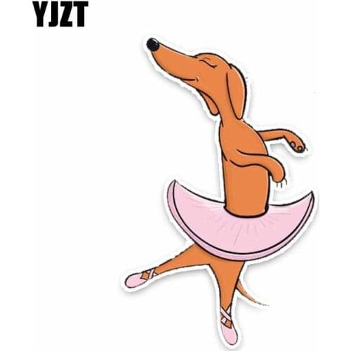 YJZT 8.9*14.2CM Dachshund Dog Ballerina Car Bumper Window Decoration Car Sticker C1-4219