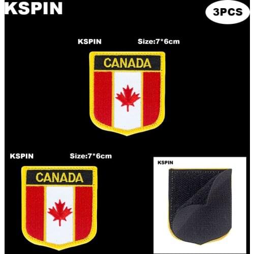 National Flag Patch Hook Loop Canada Badges Armband 3D Stick on Jacket Backpack Stickers