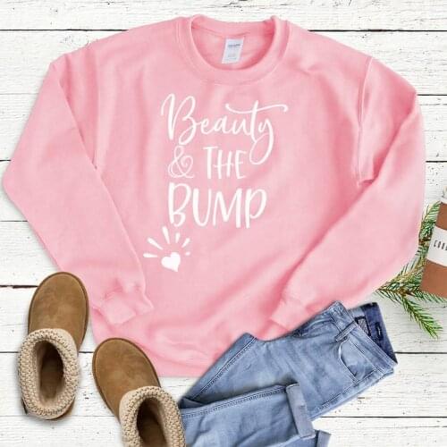 ZBBRDD Beauty And The Bump Women Sweatshirts Fall Long Sleeve Tops Graphic Pullover Fashion Cotton Lady Clothing