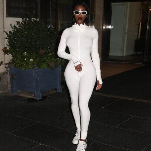 Hot Sale Women Letters Embroidery Jumpsuits Long Sleeves Stand Neck Zipper Skinny Sports Rompers Sports Casual Outfits