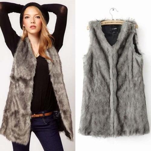Woman Winter Faux Fox Fur Vest Female Gilet Long Sleeveless Fashion Waistcoat Inverno Feminino Colete De Pele Casacos