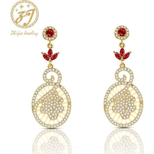 Серьги с камнями Zhijia Jewelry China At AliExpress