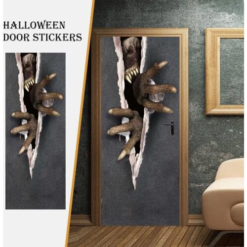 1pcs/Set Halloween Door Stickers Creative Halloween Decor Terrible Stickers Wooden Door Wall Stickers Glass Window Sticker