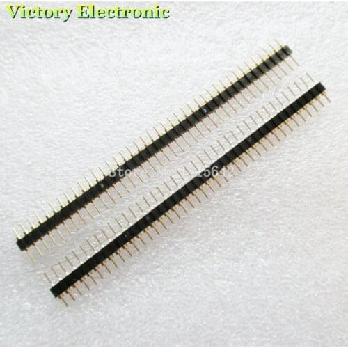 10PCS/LOT Gold Plated 2.54mm Male 40 Pin Single Row Straight Round Pin Header Strip