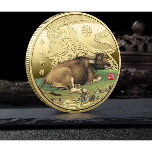 2021 New Year Gold Coin China Twelve Zodiac Souvenir Coin Year Of Ox Commemorative Coins Collection Gift Home Decor Collectibles