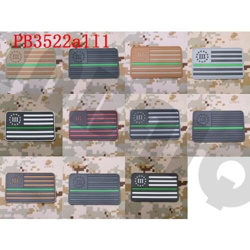 3D PVC Patch The Thin Green Line 3% III PERCENT DEFEND LIBERTY American flag
