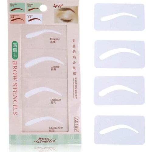 4 Pcs Eyebrow Stencils Shaping Grooming Eye Brow Make Up Model Template Reusable Design Eyebrows Styling Tool