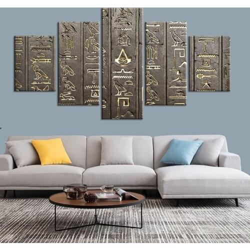 5 Pieces Abstract Picture Canvas Painting Ancient Characters Posters Wall Art for Living Room Home Decoration