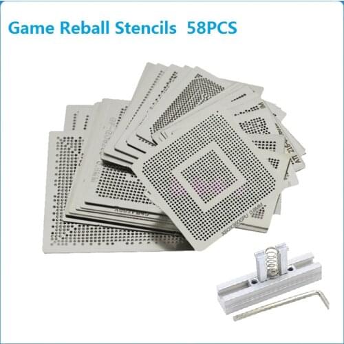 58pcs Direct Heat Stencils Set For Game Console PS3 CPU PS4 GPU XBOX 360 CXD WII BGA Reball Universal Directly Stencil IC Chip