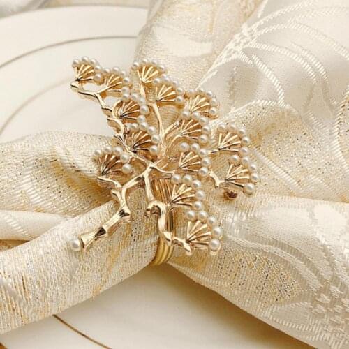 6Pcs Pine Tree Artificial Pearl Shape Napkin Ring Party Dinner Table Decoration