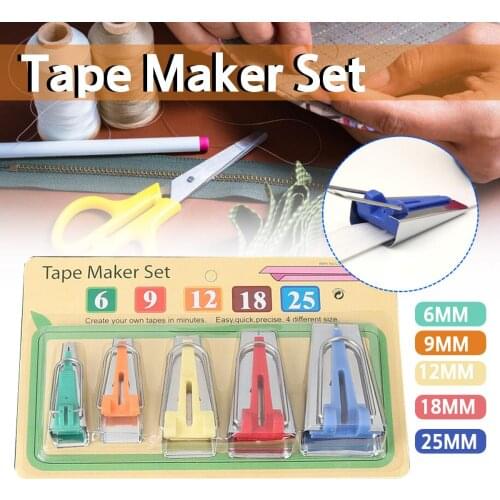 6/9/12/18/25mm Sewing Accessories Bias Tape Pull Cylinder Makers Set of 5 Sizes Belt System Kit