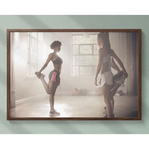 B039 Bare-handed Aerobic Exercise Fitness Bodybuilding Women Sexy Beautiful Strong Wall Sticker Silk Fabric Poster Indoor Decor