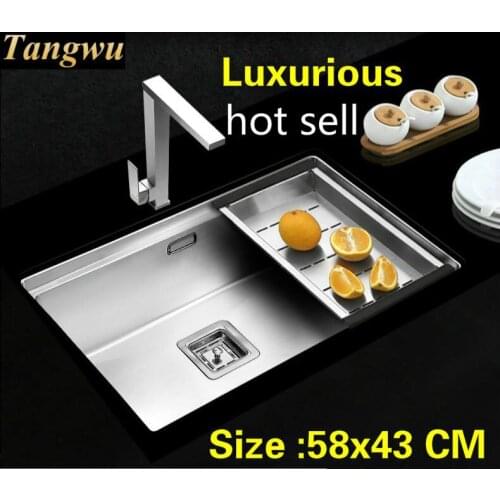 Free shipping Apartment standard kitchen manual sink single trough vogue 304 stainless steel mini hot sell 580x430 MM