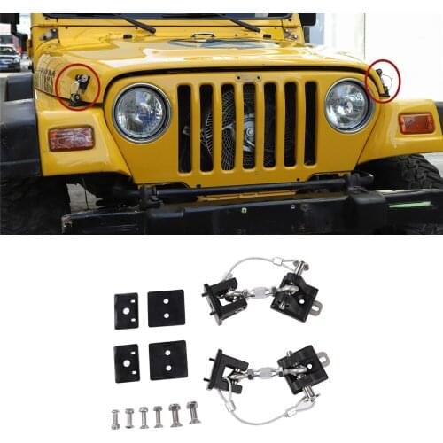 Hood Lock Latches Catch Hood Anti-theft for Jeep Wrangler TJ 1997-2002 2003 2004 2005 2006 Stainless Steel Black Car Accessories