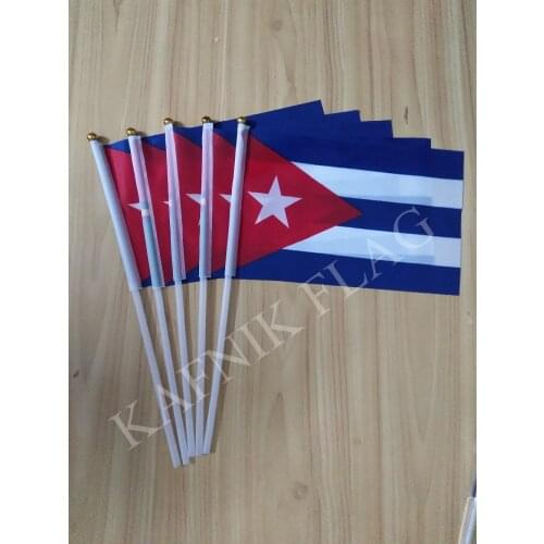 KAFNIK,5pcs 14 x 21 cm hand waving CUBA hand flag CUBA SMALL hand Flag Free Shipping