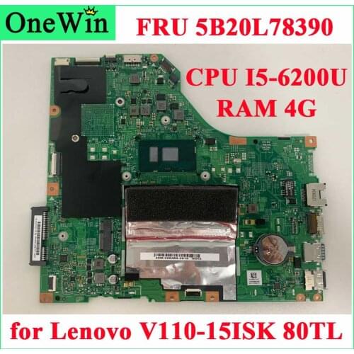 FOR V110-15ISK 80TL Lenovo Original Laptop Integrated Motherboard DDR4 CPU I5-6200U UMA 4GNF 15277-1 SYSTEM BOARD FRU 5B20L78390