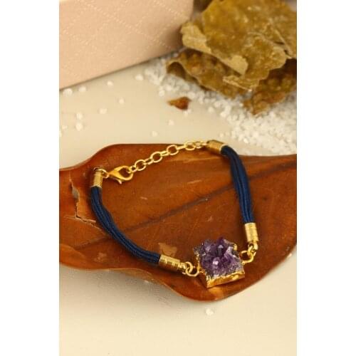 Dr Stone Natural Stone Women 'S Amethyst Micron gold plated Bracelet Z12 212168302