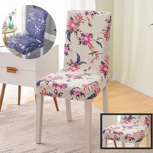 Spandex Elastic Printing Dining Chair Slipcover Modern Removable Anti-dirty Kitchen Seat Case Stretch Chair Cover for Banquet