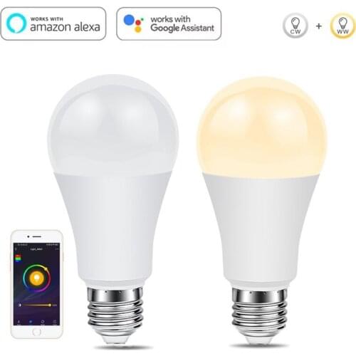 Voice Control Smart Light Bulb Dimmable E27 9W Dual CCT WiFi LED Magic Lamp AC 110V 220V Work with Alexa Google Home