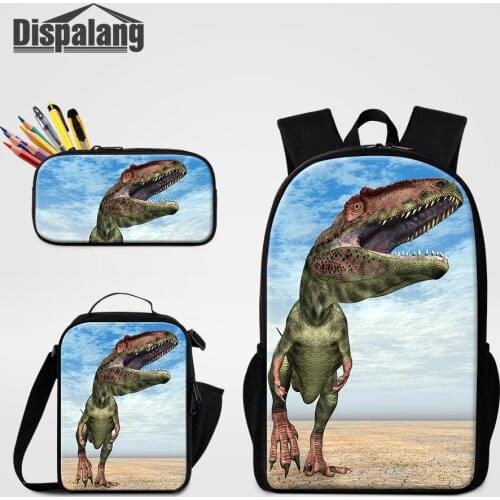 Hot Press Transfer Sublimation School Backpack For Primary Student Custom Logo Printing Lunchbox Pencil Case Dinosaur Schoolbag