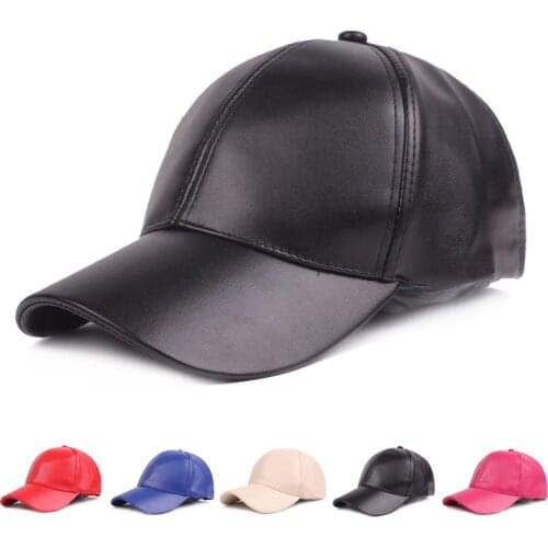 Women Men Hat PU Leather Baseball Cap Visor Light Board Solid Men Hip Hop Cap Outdoor Sun Hat Adjustable Sports caps