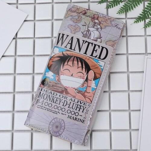 One Piece Cartoon Anime Monkey D Luffy Purse Leather Creative Long Folding Hasp Wallet Card Holder Boy Girl Portable Clutch Bag