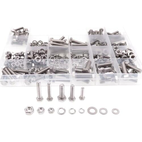 475pcs Hexagon Socket Head Screws Kits Carbon Steel Hexagon Bolts Nuts Flat Spring Washers Gaskets Hardware Accessories