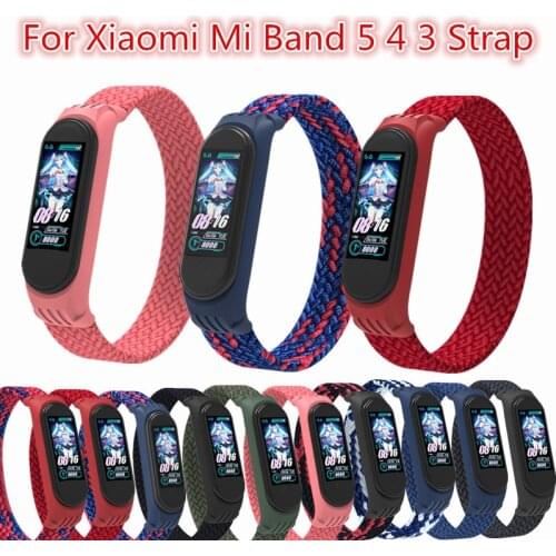 Strap For Xiaomi Mi Band 5 4 3 Weave Wristband Bracelet Replacement For Xiaomi Band 4 MiBand 5 4 3 Wrist Color TPU Strap