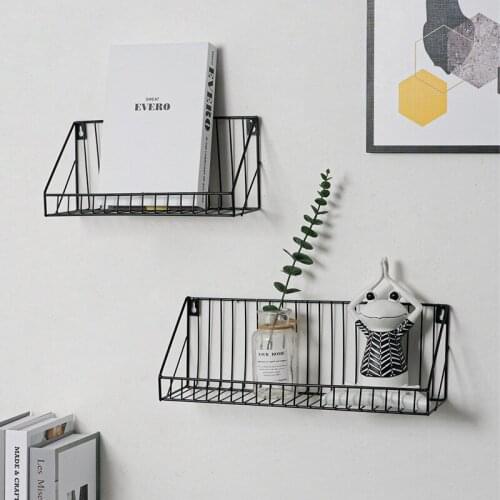 Ins Wind Simple Iron Grid Wall Shelf Home Decorations Storage Consolidation Shelf shelves for wall wall shelves