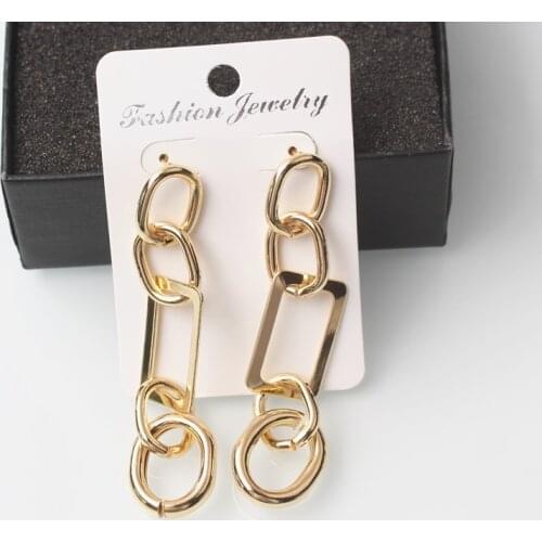 New Fashion Long Chain Drop Earring Trendy Hollow Geometry Statement Earrings For Women Simple Jewelry Accessory Girlfriend Gift