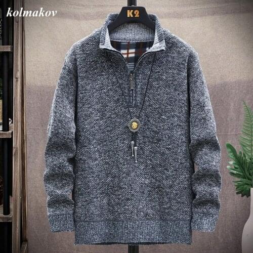 New Arrival Winter Style Men Boutique Warm Pullovers Sweater Fashion Casual High Quality Solid Knitted Thicken Zippers Pullovers