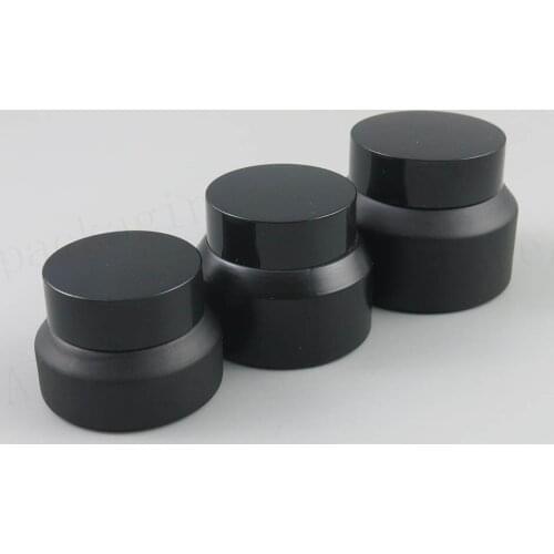 New Design 200 x 15G 30G 50G Frost Cream Glass Jar With Black Lids white Seal Container Cosmetic Packaging, 15ml Glass Cream Pot