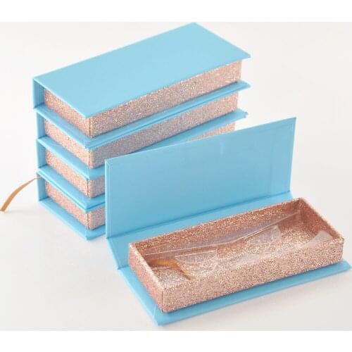 Wholesale Eyelash Packaging Box Lash Boxes Package Custom Rectangle Blue Rose Gold Mink Lashes Makeup Storage Case bulk Vendors