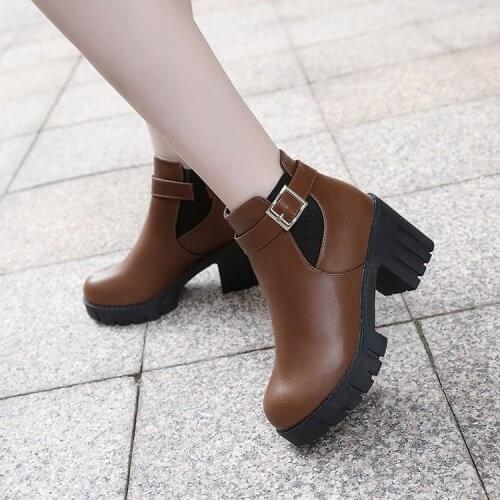 Autumn Winter Womens Single Boots Female Elastic Band Vintage Vogue Ankle Boots Detachable Buckle Fad New