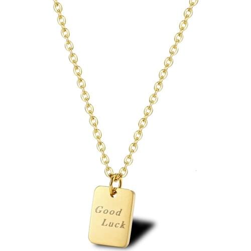 RIR Simple Style Square Good Luck Charm Necklace Exquisite Lucky Jewelry Accessories Necklace Send Children Birthday Gifts