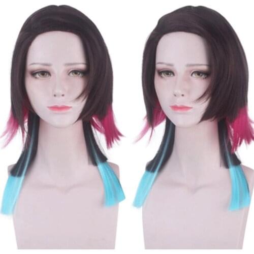 Anime 28cm Short Wig Cosplay Demon Slayer Kimetsu no Yaiba Enmu Costume Men Women Heat Resistant Synthetic Hair Party Wigs