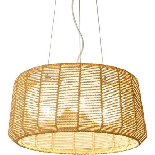 Hemp Rope Hand-woven LED Pendant Lights Home Decor Hanging Pendant Lamp Living Room Restaurant Industrial Decor Chandelier