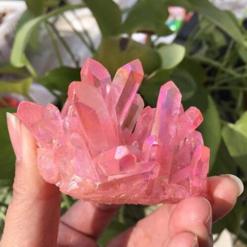 Natural Quartz Crystal Rainbow Titanium Cluster Point Rare Decoration Craft Reiki Stone Can For Healing Specimen Mineral