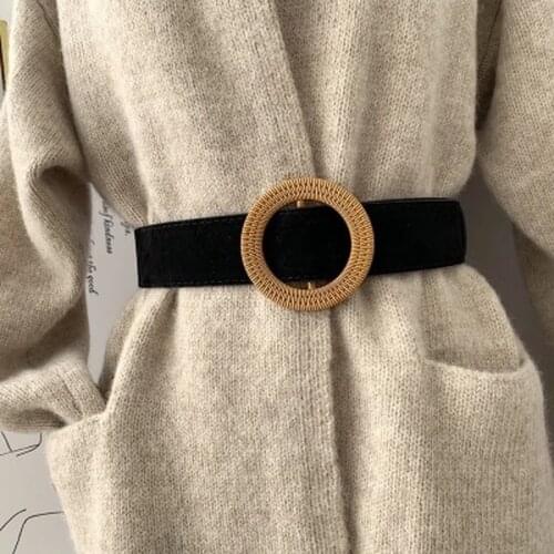 New Wide Belt Female Dress Belts Decorate Waistband Fashion Round Buckle Belt Party Belt Dress Adornment For Apparel Accessories