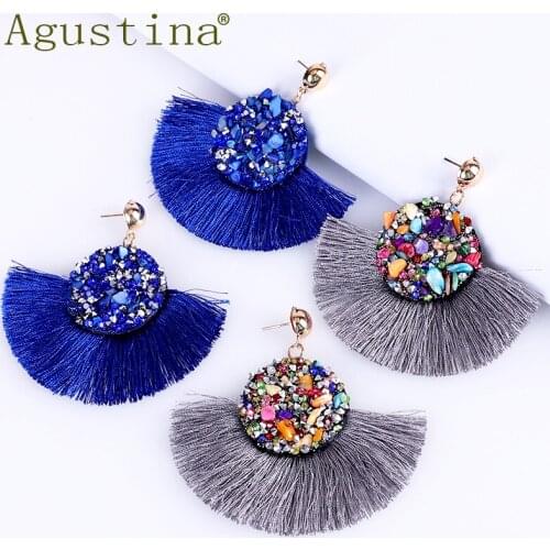 Tassel Earrings For Women Cute Earings Fashion Bohemian Drop Punk Minimalist Blue Dangle African Fringe Ladies Agustina Star New