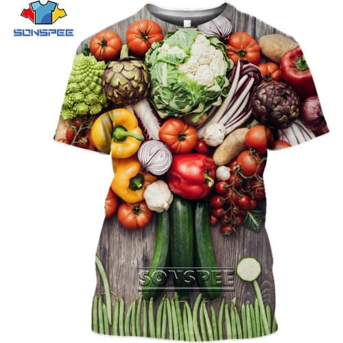 SONSPEE Food Anime Men Women 3D Print T-shirt Harajuku Kawaii Fruit New Summer Vegetable Fashion Casual Short Sleeve O-Neck Top